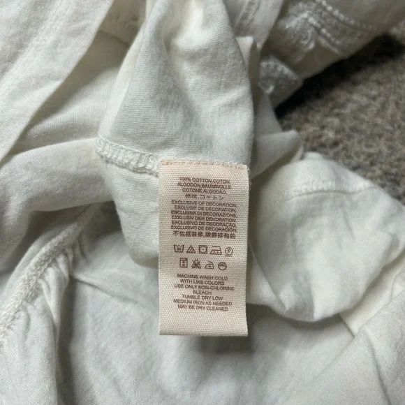 Free People White Peplum Top with Embroidered Sheer Sleeves – Size Small - Picture 5 of 5